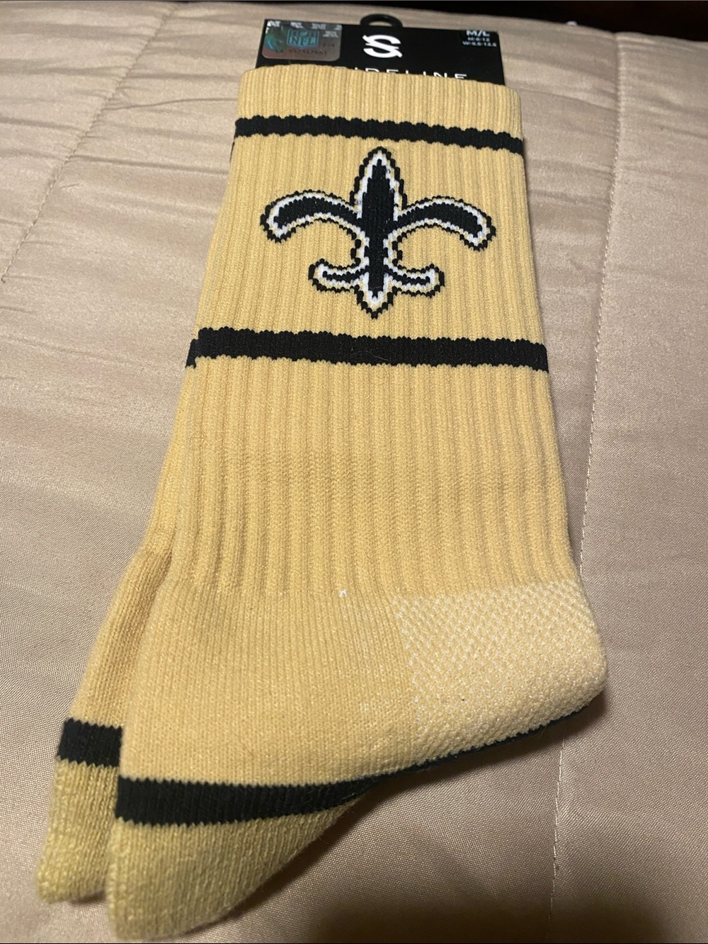 NFL Yellow and Black Fleur-de-Lis Athletic Crew Socks